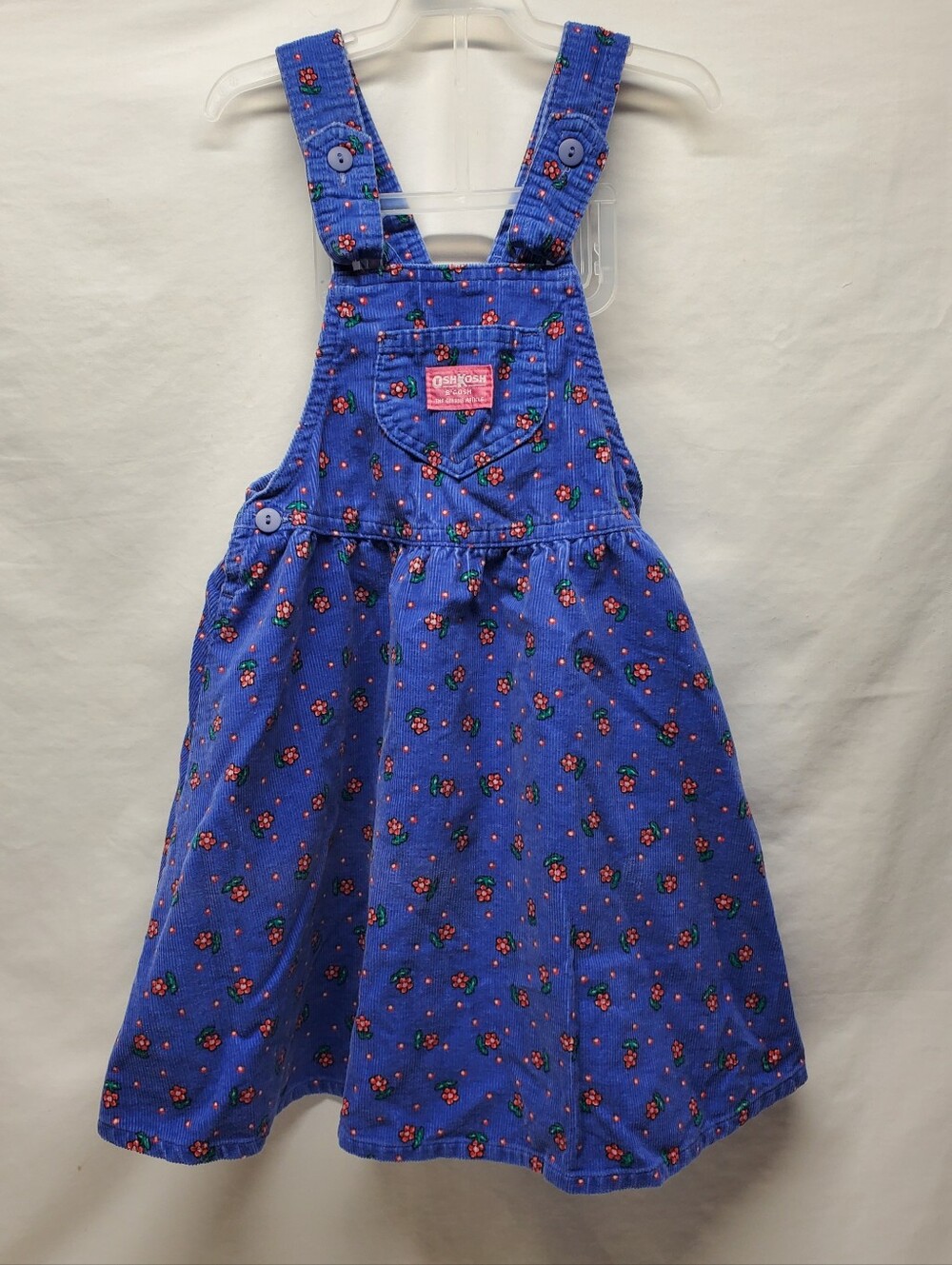 Nwot rare vintage 80s 90s oshkosh Overall dress royal blue with floral print